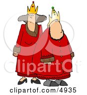 Royal KingAmpQueen Wearing Red Robes And Gold Crowns Clipart by djart