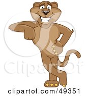 Cougar Mascot Character Leaning