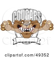 Royalty Free RF Clipart Illustration Of A Cougar Mascot Character School Banner Logo by Toons4Biz