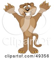 Cougar Mascot Character Holding His Arms Up