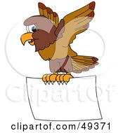 Falcon Mascot Character Flying A Blank Sign