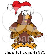 Poster, Art Print Of Falcon Mascot Character Wearing A Santa Hat