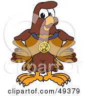 Poster, Art Print Of Falcon Mascot Character Wearing A Medal