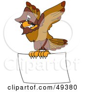 Poster, Art Print Of Falcon Mascot Character Carrying A Blank Sign