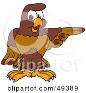 Poster, Art Print Of Falcon Mascot Character Pointing Right