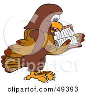 Poster, Art Print Of Falcon Mascot Character Reading