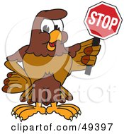 Poster, Art Print Of Falcon Mascot Character Holding A Stop Sign