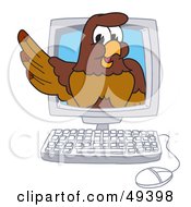 Poster, Art Print Of Falcon Mascot Character In A Computer