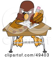Poster, Art Print Of Falcon Mascot Character Taking A Quiz