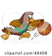 Poster, Art Print Of Falcon Mascot Character Dribbling A Basketball