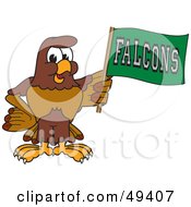 Poster, Art Print Of Falcon Mascot Character Waving A Falcons Flag