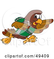 Poster, Art Print Of Falcon Mascot Character Running With A Football