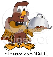Poster, Art Print Of Falcon Mascot Character Serving A Platter