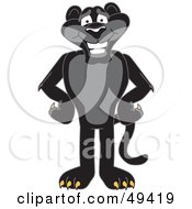 Royalty Free RF Clipart Illustration Of A Black Jaguar Mascot Character With His Paws On His Hips