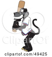Black Jaguar Mascot Character Playing Baseball