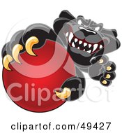 Royalty Free RF Clipart Illustration Of A Black Jaguar Mascot Character Grabbing A Red Ball