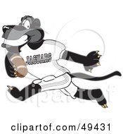 Black Jaguar Mascot Character Running With A Football