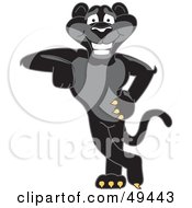 Black Jaguar Mascot Character Leaning