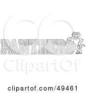 Outline Of A Panther Character Mascot With Panthers Text