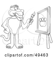 Royalty Free RF Clipart Illustration Of An Outline Of A Panther Character Mascot Painting