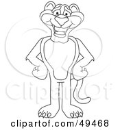 Royalty Free RF Clipart Illustration Of An Outline Of A Panther Character Mascot