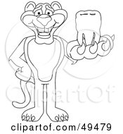 Outline Of A Panther Character Mascot Holding A Tooth
