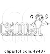 Royalty Free RF Clipart Illustration Of An Outline Of A Panther Character Mascot With Choir Text