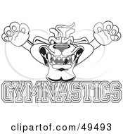 Outline Of A Panther Character Mascot With Gymnastics Text by Mascot Junction