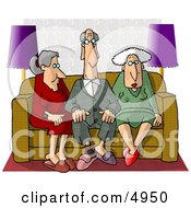 Old People Sitting Together On A Couch Clipart