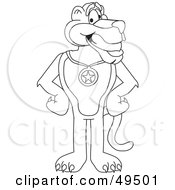 Royalty Free RF Clipart Illustration Of An Outline Of A Panther Character Mascot Wearing A Medal by Toons4Biz