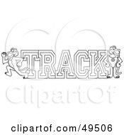 Royalty Free RF Clipart Illustration Of An Outline Of A Panther Character Mascot With Track Text by Toons4Biz