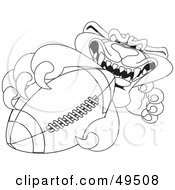 Royalty Free RF Clipart Illustration Of An Outline Of A Panther Character Mascot Grabbing A Football by Toons4Biz