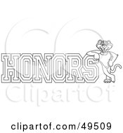 Royalty Free RF Clipart Illustration Of An Outline Of A Panther Character Mascot With Honors Text by Toons4Biz