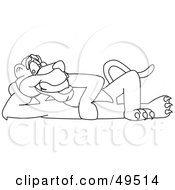 Outline Of A Panther Character Mascot Reclined