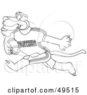 Poster, Art Print Of Outline Of A Panther Character Mascot Playing American Football