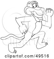 Royalty Free RF Clipart Illustration Of An Outline Of A Panther Character Mascot Running by Toons4Biz