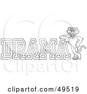 Royalty Free RF Clipart Illustration Of An Outline Of A Panther Character Mascot With Drama Text