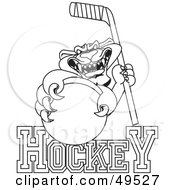 Poster, Art Print Of Outline Of A Panther Character Mascot With Hockey Text