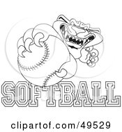 Poster, Art Print Of Outline Of A Panther Character Mascot With Softball Text
