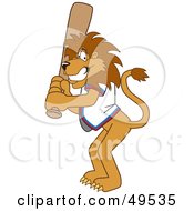 Royalty Free RF Clipart Illustration Of A Lion Character Mascot Batting