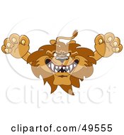 Poster, Art Print Of Lion Character Mascot Lunging Forward