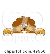 Poster, Art Print Of Lion Character Mascot Looking Over A Surface