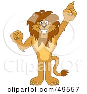 Poster, Art Print Of Lion Character Mascot Pointing Up