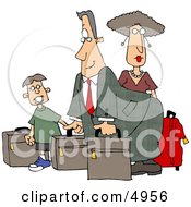 Dad Mom And Son Going On Vacation - Travel Clipart