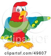 Macaw Parrot Character Mascot Pointing Right