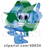 Poster, Art Print Of Recycle Character Mascot Pointing Upwards