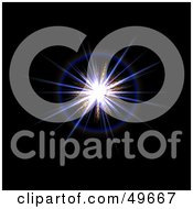 Royalty Free RF Clipart Illustration Of A Bright Bursting Blue Solar Flare On Black