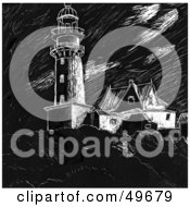 Poster, Art Print Of Black And White Sketched Lighthouse