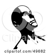 Royalty Free RF Clipart Illustration Of A Bald Man Leaning Back And Looking Up In Black And White