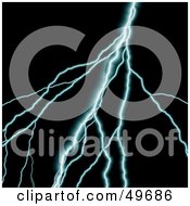 Poster, Art Print Of Blue Bolt Of Lightning On Black